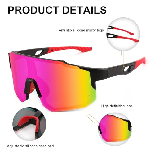 Karsaer Sports Baseball Sunglasses Men Women Visor Cycling Glasses MTB Running Driving Fishing Baseball B5105, Purple - Image 2