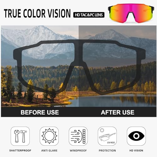 Karsaer Sports Baseball Sunglasses Men Women Visor Cycling Glasses MTB Running Driving Fishing Baseball B5105, Purple - Image 5