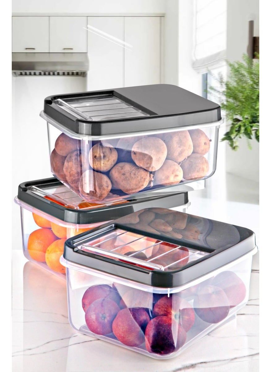 Nandy Home Multibox 12 Lt with Easy Sliding Lid Multi-Purpose Foods, Pulses etc. Storage Container 3 Pieces 