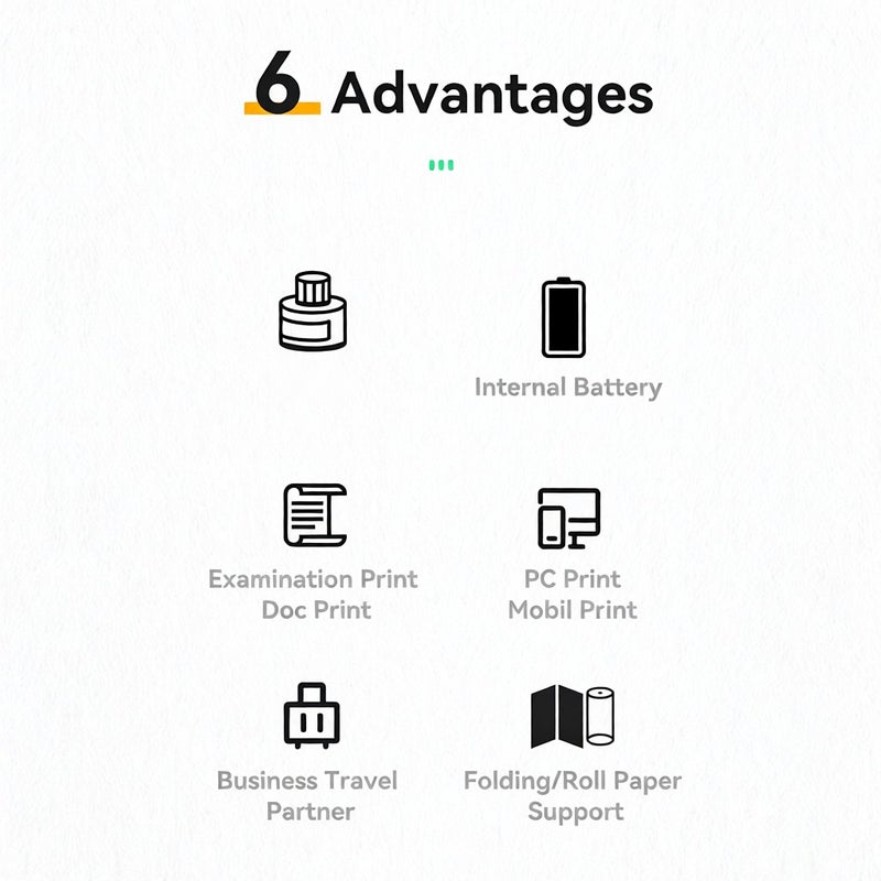 A4 Thermal Printer White 265x80x45mm All-In-One Function - Multiple Printing Sizes 210mm/107mm/77mm/56mm Photo Printer for Office School Business Travel Mobile Use - Image 4