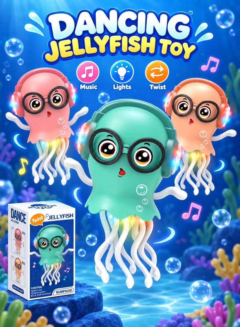Zaprus Dance Jellyfish Toy for Kids – Musical Light-Up Bump & Go Interactive Jellyfish with Twist Dance, 3D LED Lights & Sound | Bath & Playroom Toy for Boys & Girls (Ages 3+) - Image 1