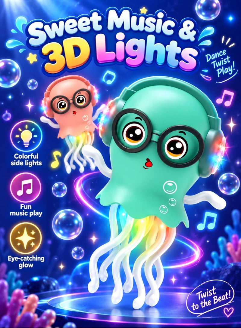 Zaprus Dance Jellyfish Toy for Kids – Musical Light-Up Bump & Go Interactive Jellyfish with Twist Dance, 3D LED Lights & Sound | Bath & Playroom Toy for Boys & Girls (Ages 3+) - Image 3