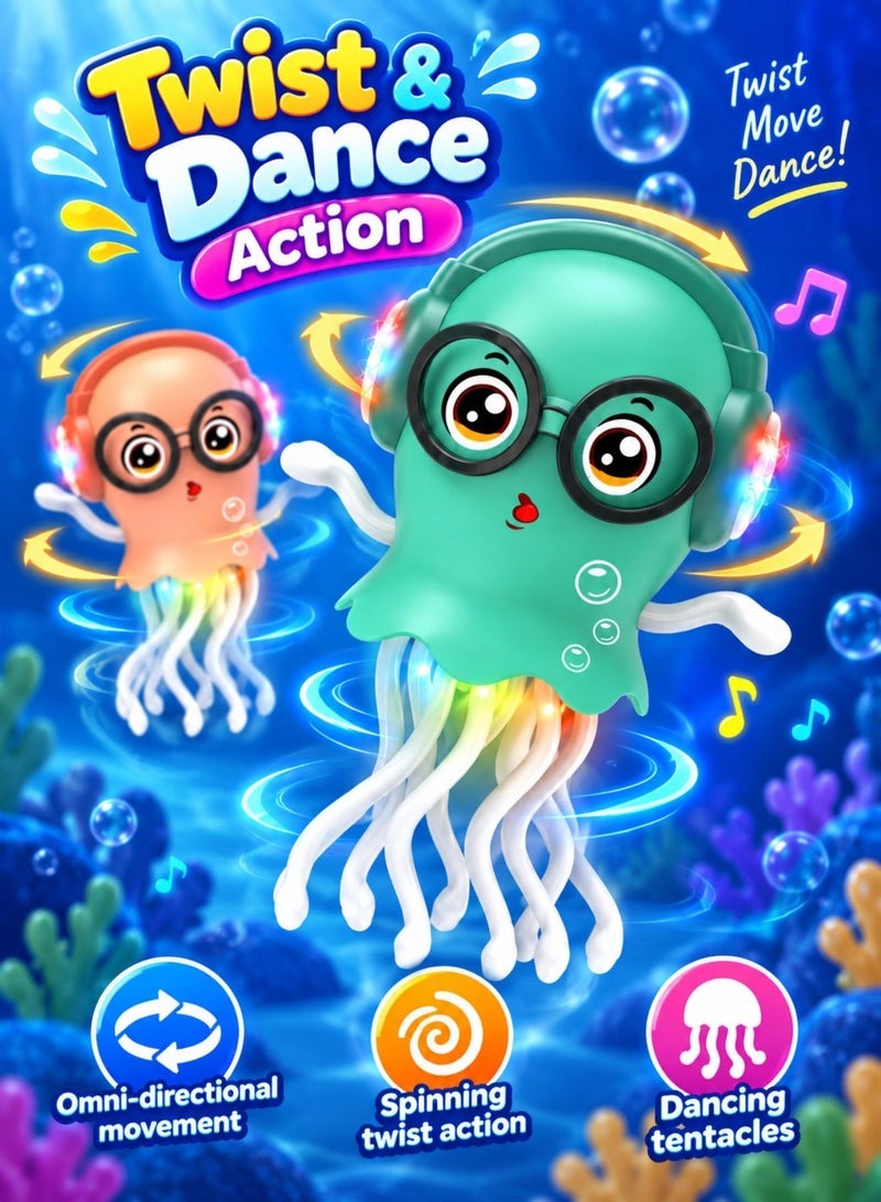 Zaprus Dance Jellyfish Toy for Kids – Musical Light-Up Bump & Go Interactive Jellyfish with Twist Dance, 3D LED Lights & Sound | Bath & Playroom Toy for Boys & Girls (Ages 3+) - Image 2
