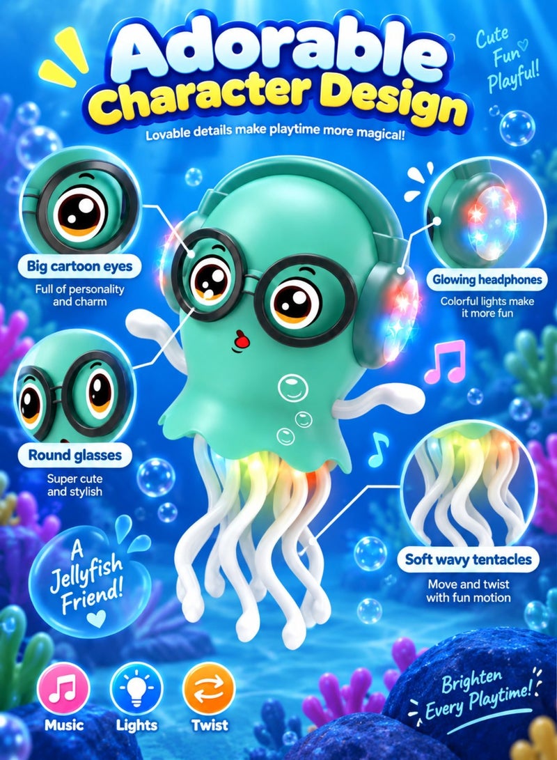 Zaprus Dance Jellyfish Toy for Kids – Musical Light-Up Bump & Go Interactive Jellyfish with Twist Dance, 3D LED Lights & Sound | Bath & Playroom Toy for Boys & Girls (Ages 3+) - Image 5