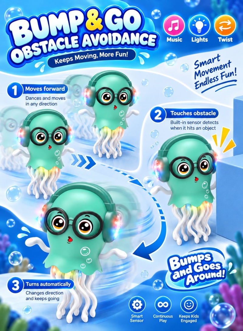 Zaprus Dance Jellyfish Toy for Kids – Musical Light-Up Bump & Go Interactive Jellyfish with Twist Dance, 3D LED Lights & Sound | Bath & Playroom Toy for Boys & Girls (Ages 3+) - Image 4