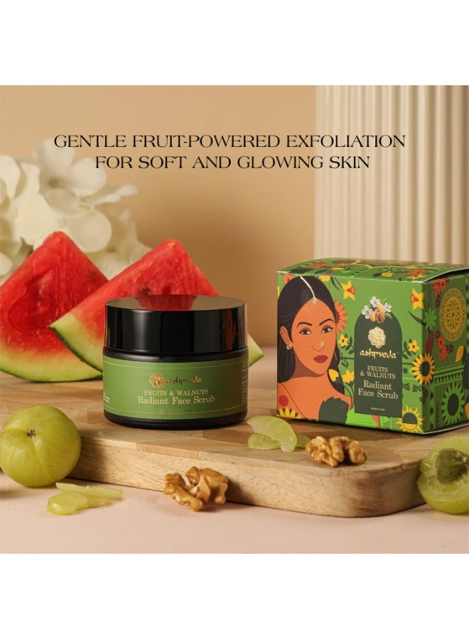 Ashpveda Fruits & Walnuts Radiant Face Scrub for Deep Exfoliation | Helpful for Dead Skin, Smooth and Clear Complexation, Tan Removal, Skin Hydration & Exfoliation (50gm) - Image 3