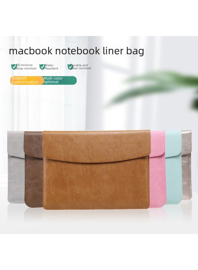 Macbook13-14-16 Inch Liner Oil Edge Technology For Apple Notebook Protective Cover M1/M2 New-Color:Litchi Grain-gray (liner Bag + Power Pack)-Applicable Model:Mac Pro M2 13 Inch (13 Inch Liner Bag)  - Image 4