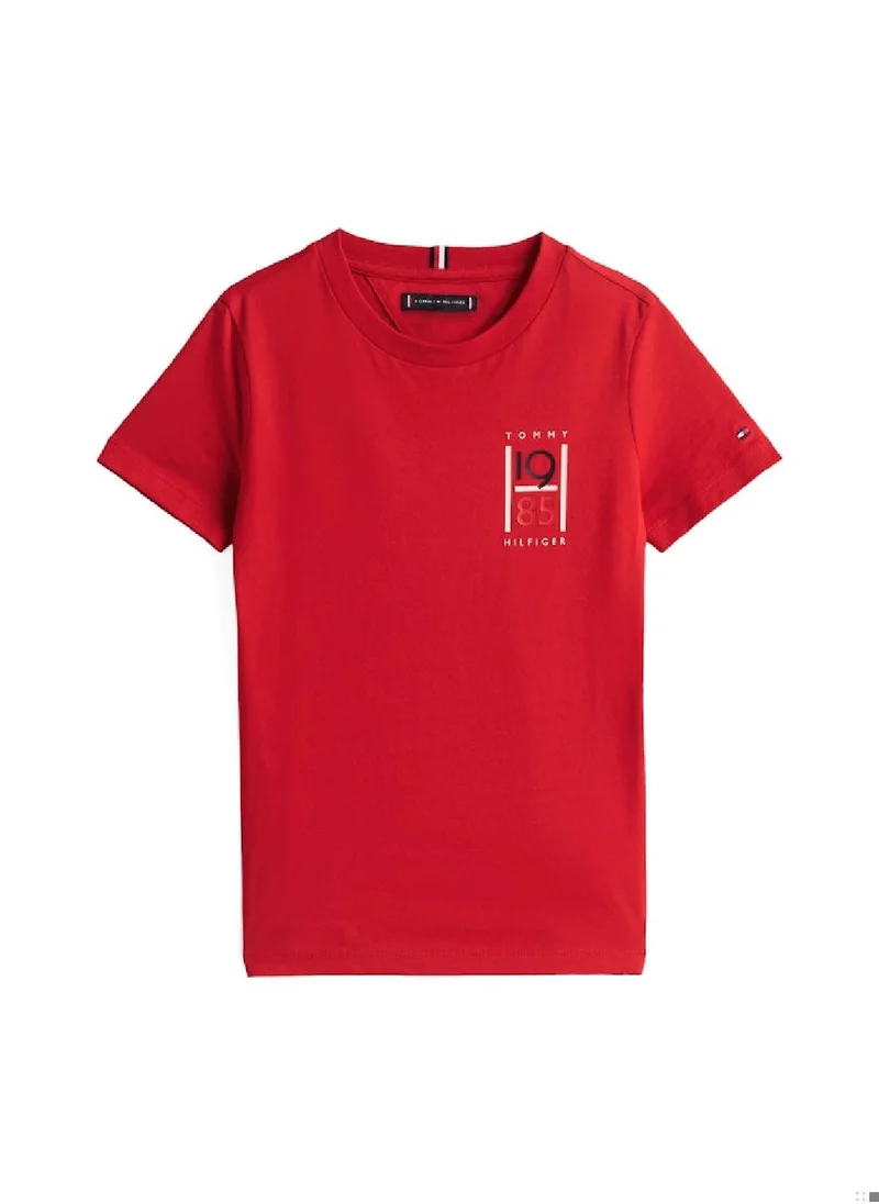 TOMMY HILFIGER Boys' Logo Graphic T-Shirt - Cotton, Red