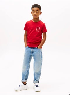 TOMMY HILFIGER Boys' Logo Graphic T-Shirt - Cotton, Red  - Image 4