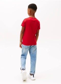 TOMMY HILFIGER Boys' Logo Graphic T-Shirt - Cotton, Red  - Image 3