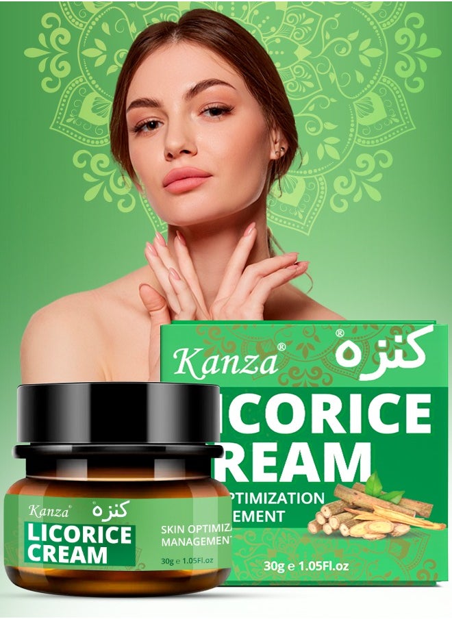 Kanza Licorice Root Cream for Face Hand & Feet Licorice Root Extract for Moisturizing Anti-Wrinkle Anti-Aging Dark Spot Licorice Root Cream Age Defying for Skin 30g  - Image 1