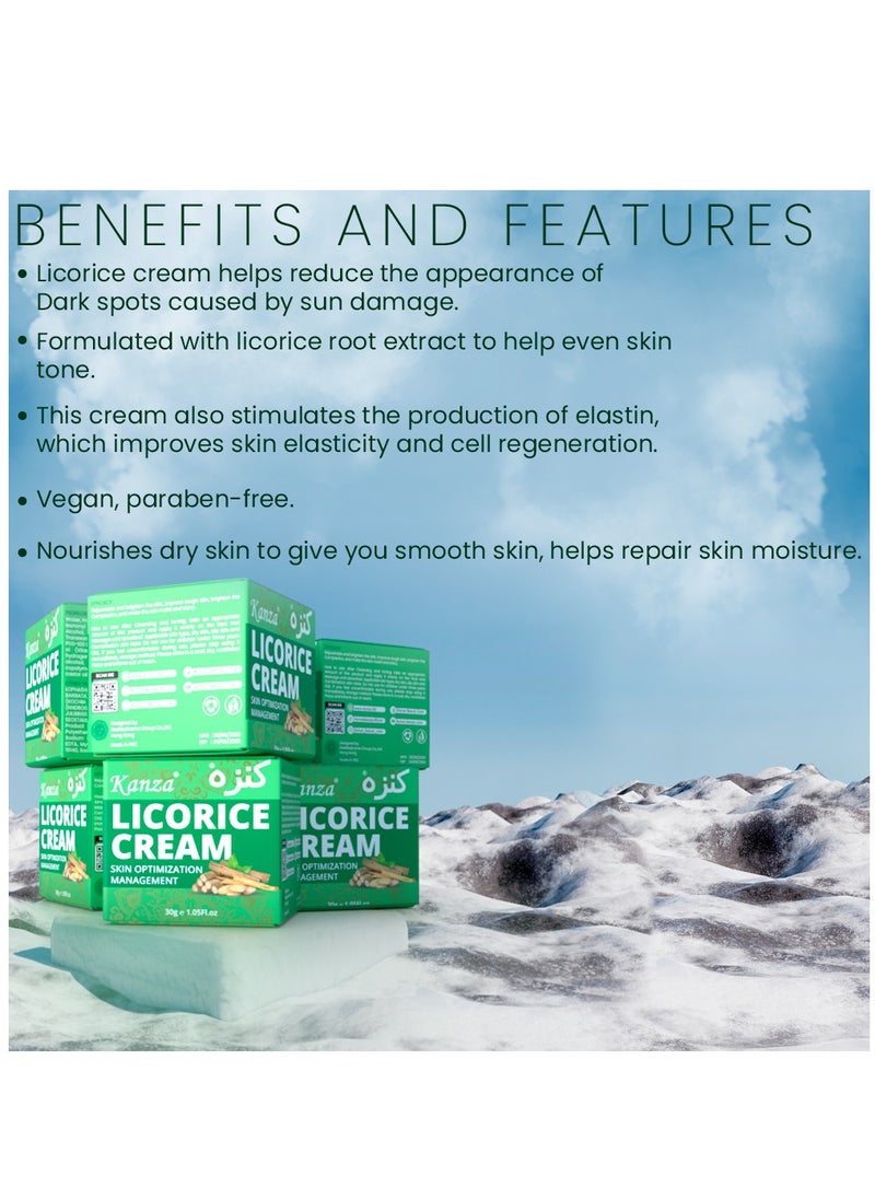 Kanza Licorice Root Cream for Face Hand & Feet Licorice Root Extract for Moisturizing Anti-Wrinkle Anti-Aging Dark Spot Licorice Root Cream Age Defying for Skin 30g  - Image 4