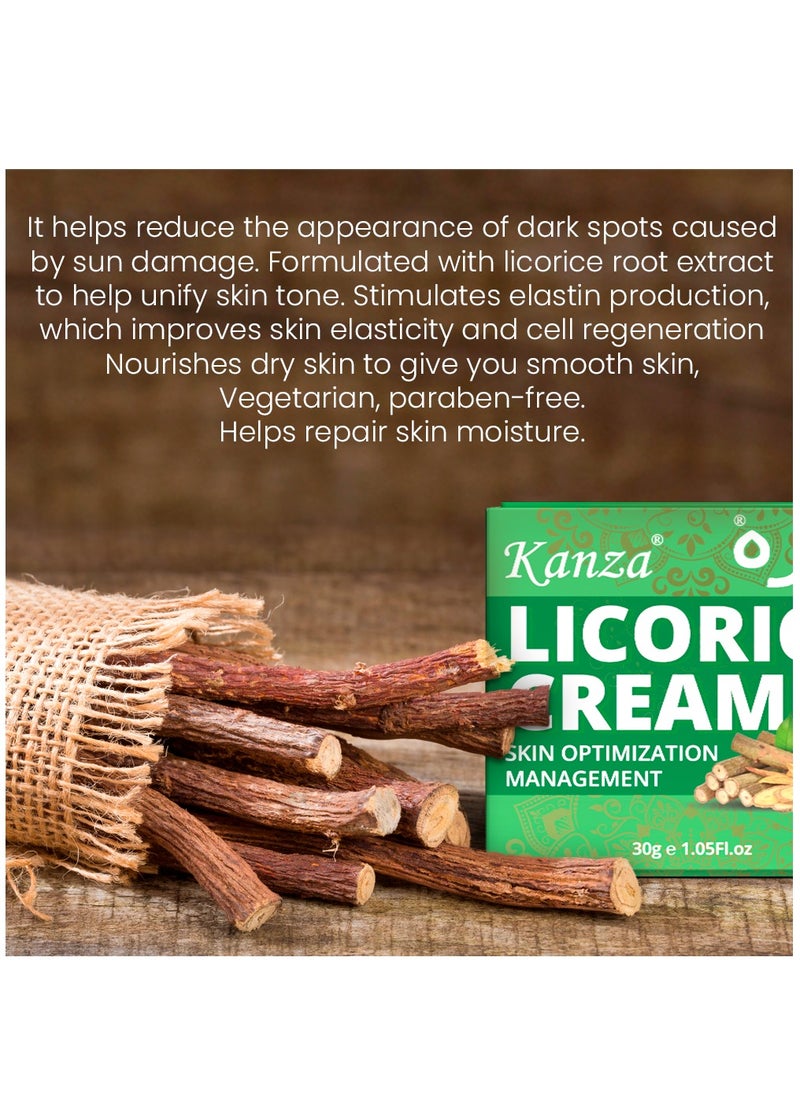 Kanza Licorice Root Cream for Face Hand & Feet Licorice Root Extract for Moisturizing Anti-Wrinkle Anti-Aging Dark Spot Licorice Root Cream Age Defying for Skin 30g  - Image 5