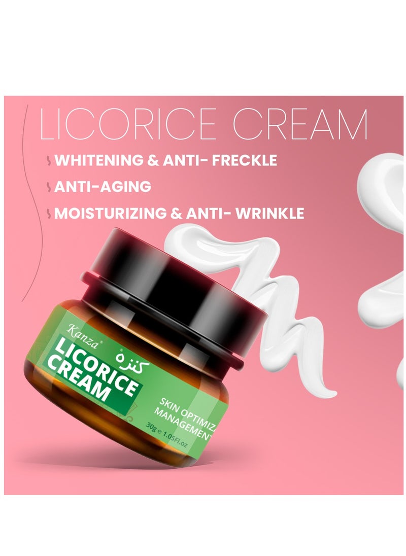 Kanza Licorice Root Cream for Face Hand & Feet Licorice Root Extract for Moisturizing Anti-Wrinkle Anti-Aging Dark Spot Licorice Root Cream Age Defying for Skin 30g  - Image 2