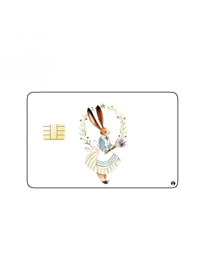 RKN PRINTED BANK CARD STICKER Cute Bunny Drawing In Blue Dress  - Image 2