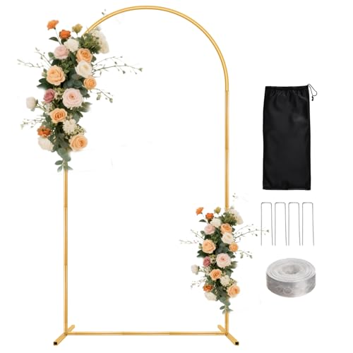 WellSign 7.2FT Arch Backdrop Stand for Parties, Metal Balloon Arch kit Stand, Gold Wedding Arch Stand Frame for Gender Reveal Ceremony Birthday Anniversary Bridal Graduation Party Event Decoration - Image 1