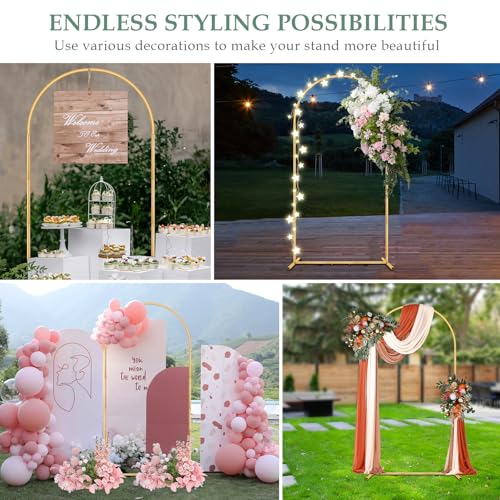 WellSign 7.2FT Arch Backdrop Stand for Parties, Metal Balloon Arch kit Stand, Gold Wedding Arch Stand Frame for Gender Reveal Ceremony Birthday Anniversary Bridal Graduation Party Event Decoration - Image 3