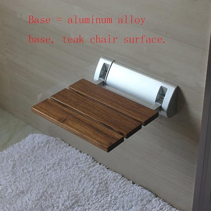 PERK Perk Folding Wooden Bath Chair Teak WoodFolding Chair ShoeChanging Stool WallMounted Home Entrance Hallway Shoe StoolP E R K Bathroom Accessories Medium  - Image 3