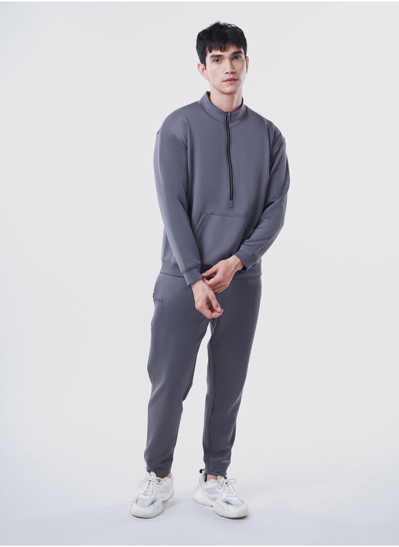 GENRLS Men's Regular Fit Half Zipper Pullover Grey  - Image 1