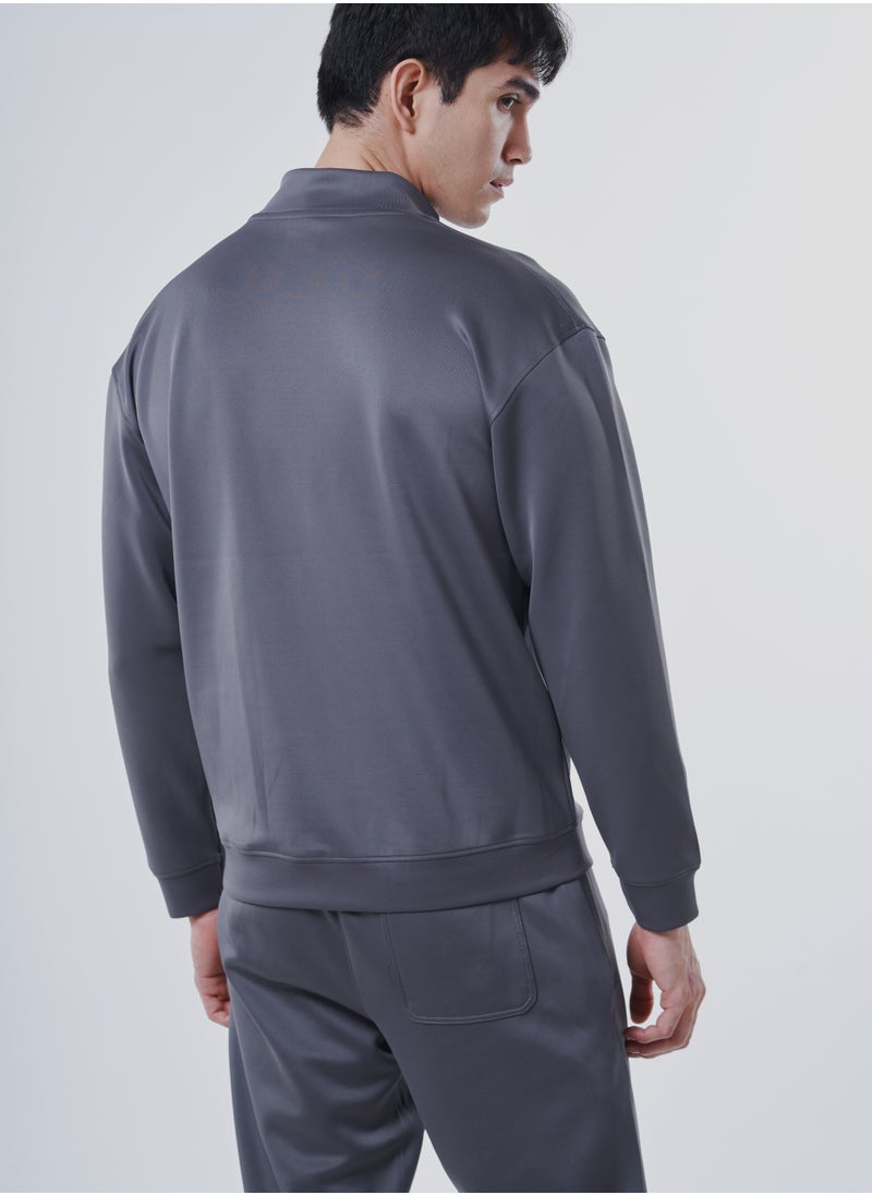 GENRLS Men's Regular Fit Half Zipper Pullover Grey  - Image 3