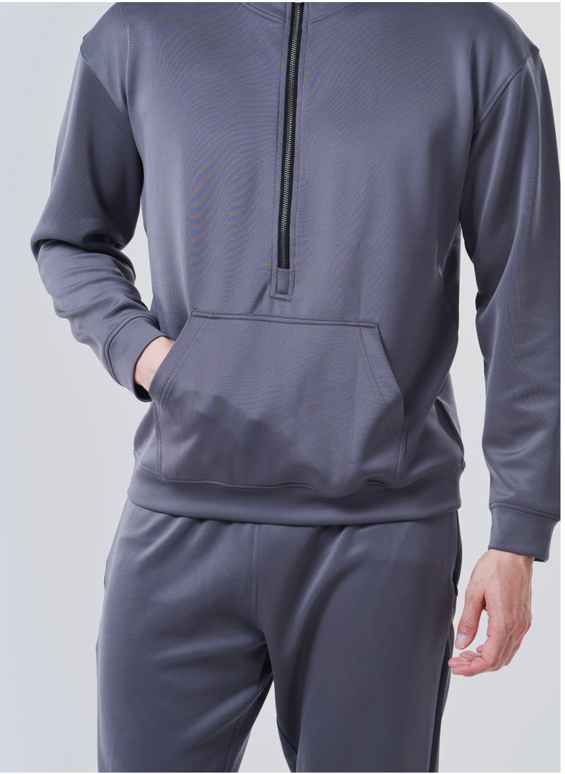 GENRLS Men's Regular Fit Half Zipper Pullover Grey  - Image 4