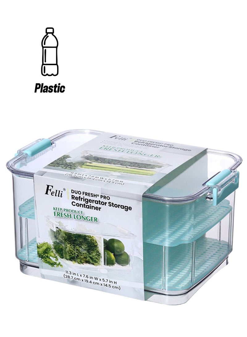 Felli Duo Fresh7 Pro Refridgerator Stackable Container Clear and Aqua Blue 4.8 Liter NVBG11A-058F0 - Image 1
