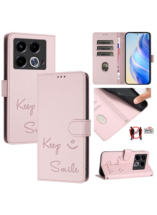 S-TOP Case For Infinix Note 40 5G Smile Embossing RFID Leather Phone Case - Image 1