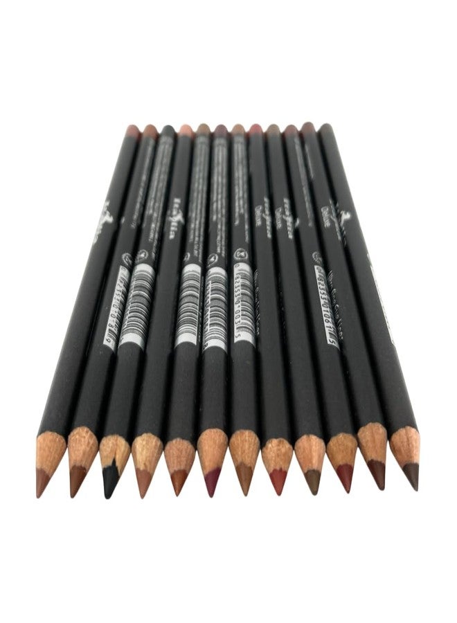 12 pcs, 12 Colors Brown Tone Ultra Fine Lip & Eye Liner Set, Creamy, Long Lasting, High Pigmented Pencil, Various Shades (Brown Tone) - Image 2