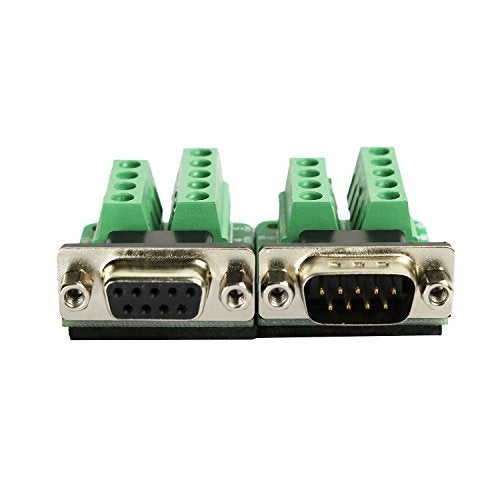 Twinkle Bay Twinklebay DB9 Breakout Connector RS232 Serial 9 Pin Connector Db9 Terminal (Male x 1, Female x 1) - Image 2