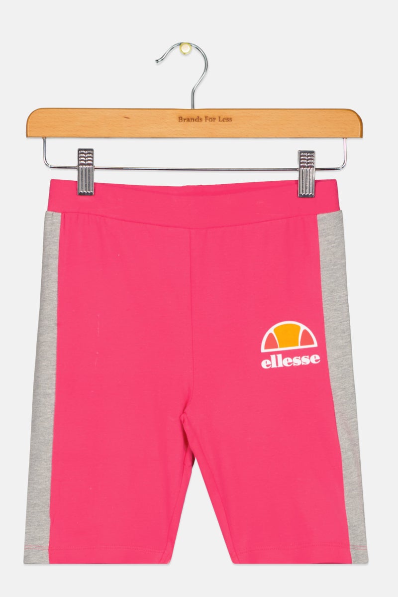 Ellesse Kids Girl Brand Logo Cycling Shorts, Pink - Image 1