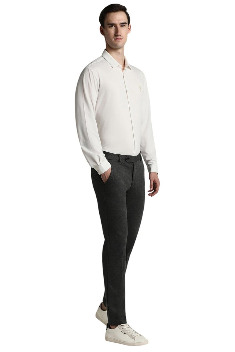 Peter England Men's Mid Rise Formal Stretchable Knit Super Slim Fit Trouser | Comfort Lycra | 360-Degree Stretch Charcoal, 36 - Image 4