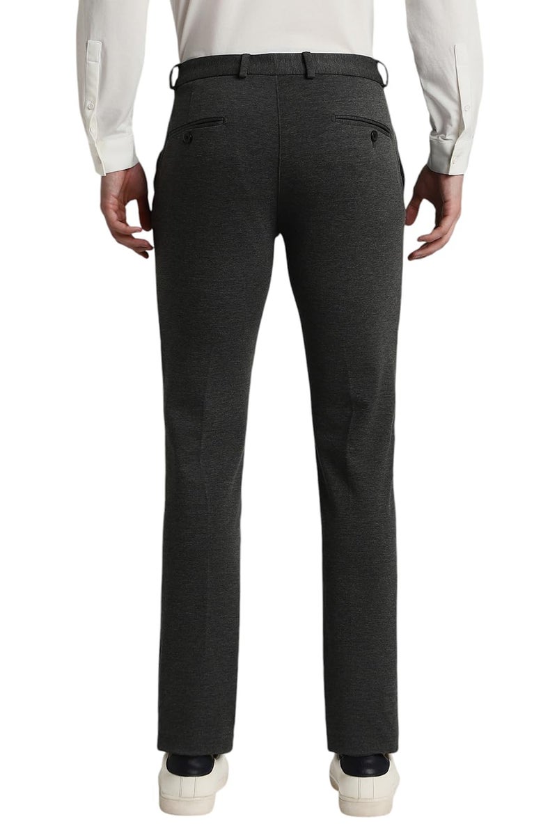 Peter England Men's Mid Rise Formal Stretchable Knit Super Slim Fit Trouser | Comfort Lycra | 360-Degree Stretch Charcoal, 36 - Image 2