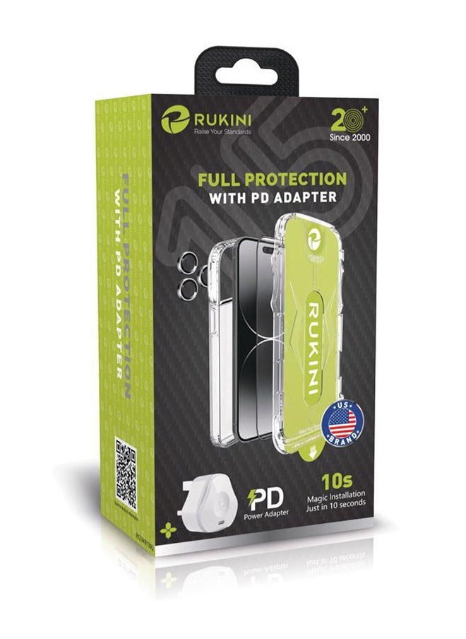 RUKINI - FULL Protection with PD Adapter for iPhone 15 - Ultimate Safety and Performance from RUKINI 6 in 1 - Image 1