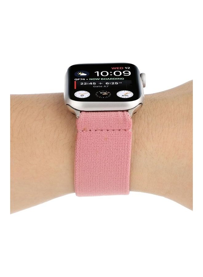 NIBEMINENT Solid Colour Silicone Replacement Strap Watchband For Apple Watch Series 1/2/3/4/5/6/7/SE 38-40-41mm Smoke Pink - Image 4