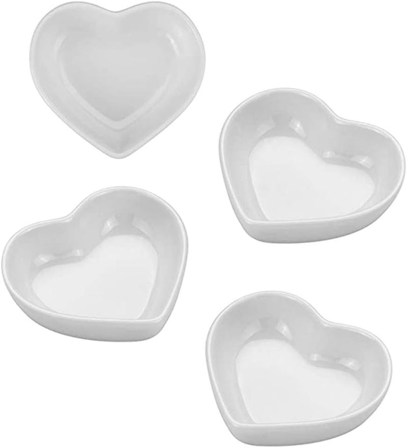BigNoseDeer Super Cute heart shape Ceramic Sauce DishMini Side Seasoning DishCondiment DishesSushi Soy Dipping BowlSnack Serving DishesLove Porcelain Small Saucer SetSet of 4 338inch - Image 1