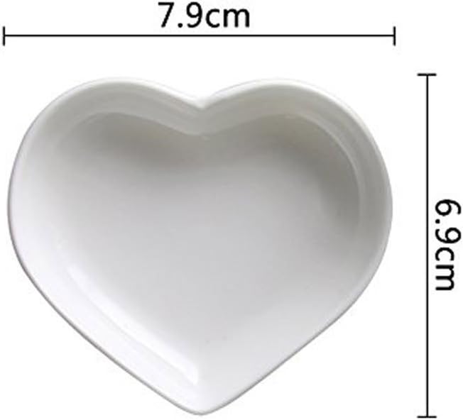 BigNoseDeer Super Cute heart shape Ceramic Sauce DishMini Side Seasoning DishCondiment DishesSushi Soy Dipping BowlSnack Serving DishesLove Porcelain Small Saucer SetSet of 4 338inch - Image 2