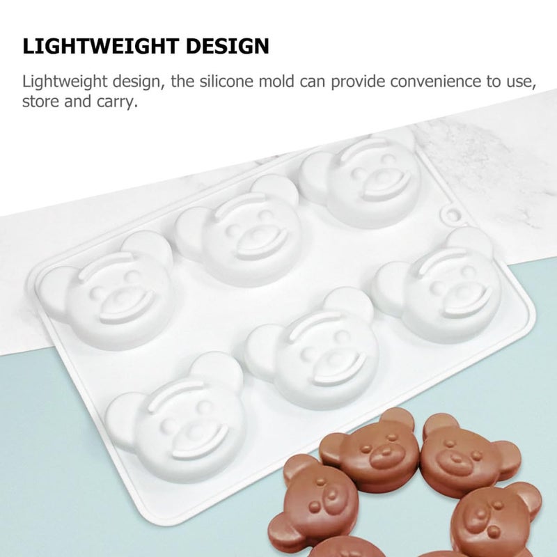 6 Cavity Bear Head Silicone Mold For Chocolate Candy Baking Non Stick Food Grade - Image 4