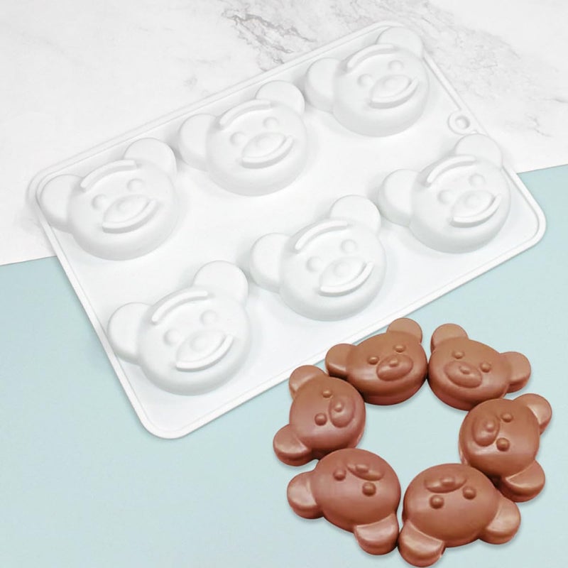 6 Cavity Bear Head Silicone Mold For Chocolate Candy Baking Non Stick Food Grade - Image 5