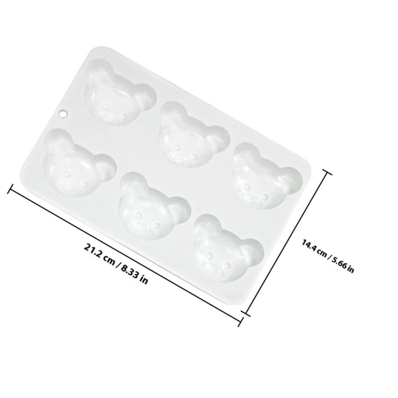 6 Cavity Bear Head Silicone Mold For Chocolate Candy Baking Non Stick Food Grade - Image 3