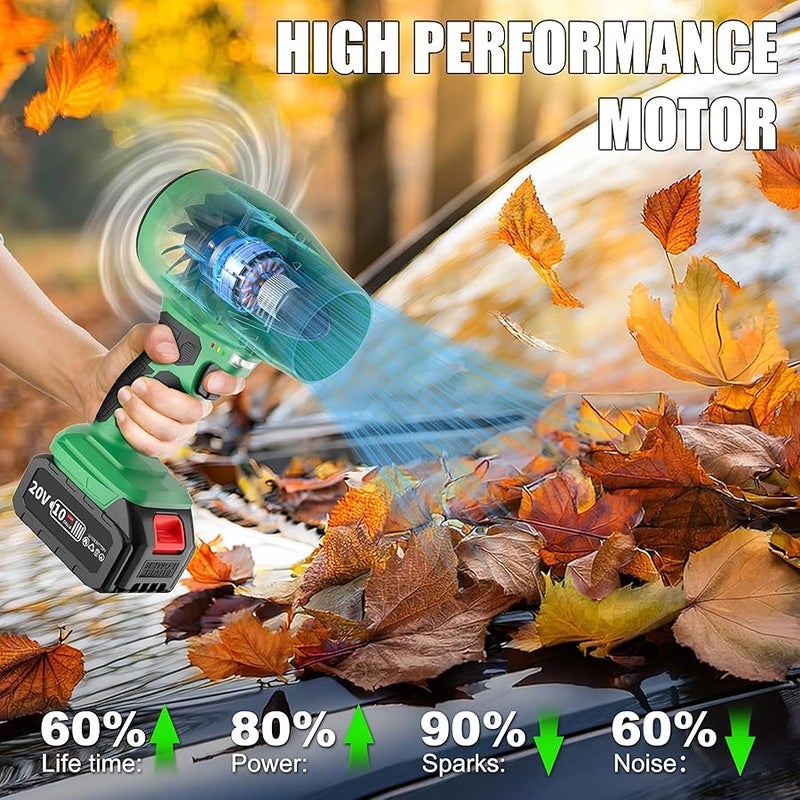 Electric Cordless Leaf Blower Handheld Leaf Blower 1 X 4.0Ah Battery and Charger Included, Lightweight Leaf Blowers for Patio Cleaning, Lawn Care, Blowing Leaves and Dust, Green - Image 4