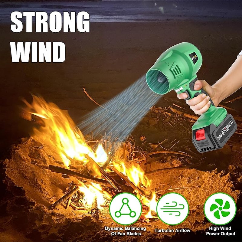 Electric Cordless Leaf Blower Handheld Leaf Blower 1 X 4.0Ah Battery and Charger Included, Lightweight Leaf Blowers for Patio Cleaning, Lawn Care, Blowing Leaves and Dust, Green - Image 3