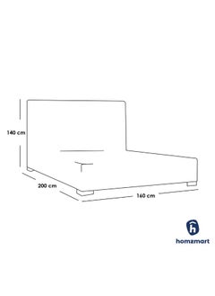 Homzmart White Wood and Linen King Bed 200x160x140 cm - Beige  - Image 2