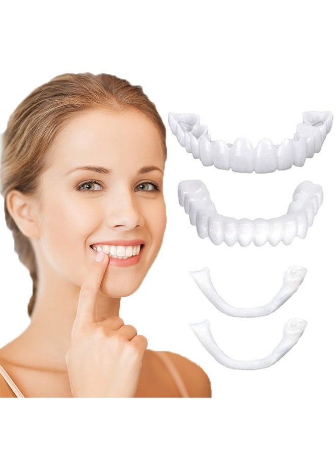 Crazylife Denture Teeth, Fake Teeth Snap On Veneers Dentures Teeth for Upper and Lower Jaw, Silicone Non-Porous Braces, Nature and Comfortable, Protect Your Teeth and Regain Confident Smile for Men and Women  - Image 1