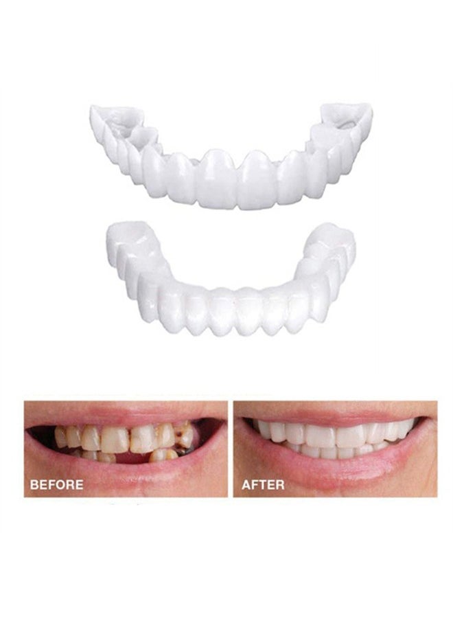 Crazylife Denture Teeth, Fake Teeth Snap On Veneers Dentures Teeth for Upper and Lower Jaw, Silicone Non-Porous Braces, Nature and Comfortable, Protect Your Teeth and Regain Confident Smile for Men and Women  - Image 3