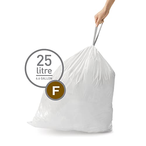 simplehuman Code F 60 Count, Dispenser Pack Custom Fit Liners, Drawstring Trash Bags, 25-30 Liter / 6.6-8 Gallon, White - Image 2