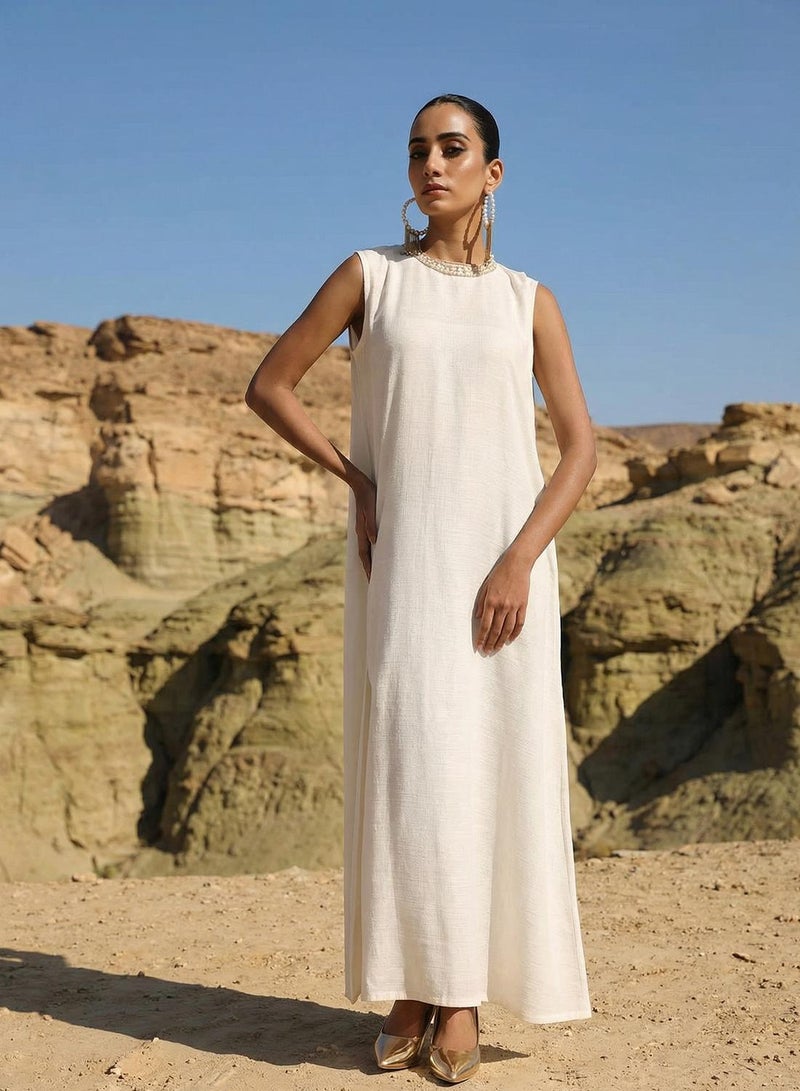ISHIN عباءة طبقات مطرزة بمرآة بيضاء - Image 5