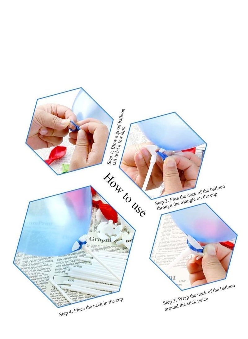 MARKQ Balloon Sticks with Cups, 50 Pieces White Balloon Stick Holders for Holidays, Anniversary Wedding Birthday Party Decoration - Image 2