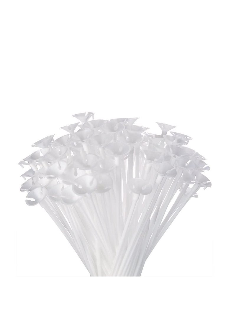 MARKQ Balloon Sticks with Cups, 50 Pieces White Balloon Stick Holders for Holidays, Anniversary Wedding Birthday Party Decoration - Image 1