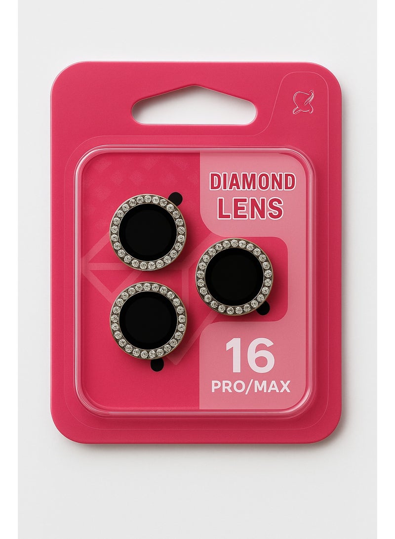 Diamond Camera Lens Protector for iPhone 16 Pro/Max – Crystal Metal Frame – Premium Protection with Zero Photo Quality Loss - Image 1
