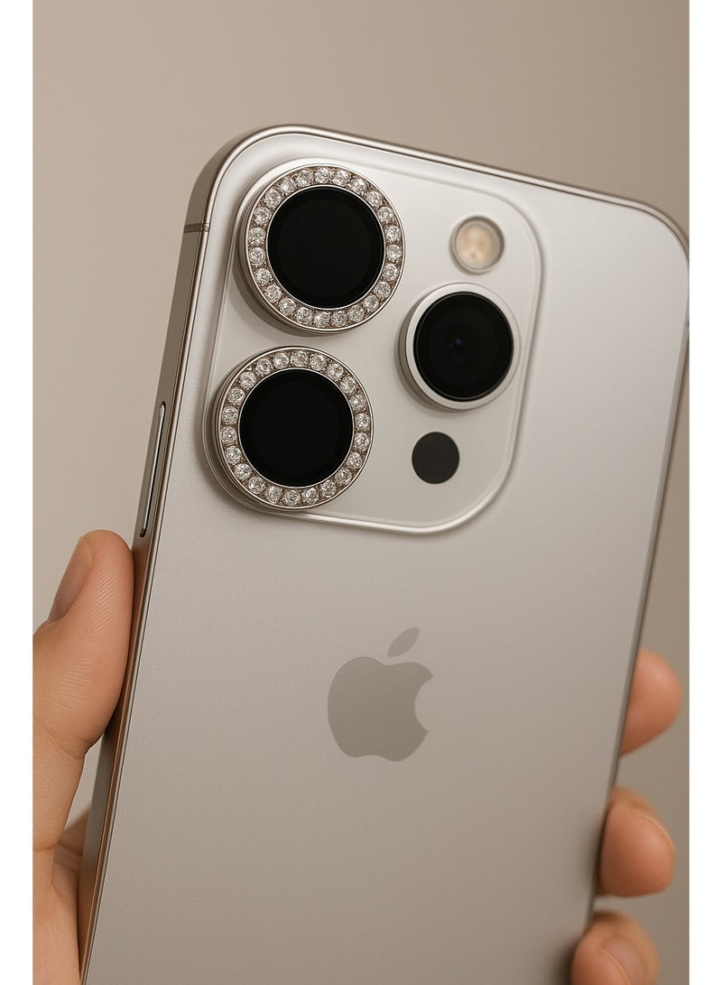 Diamond Camera Lens Protector for iPhone 16 Pro/Max – Crystal Metal Frame – Premium Protection with Zero Photo Quality Loss - Image 3